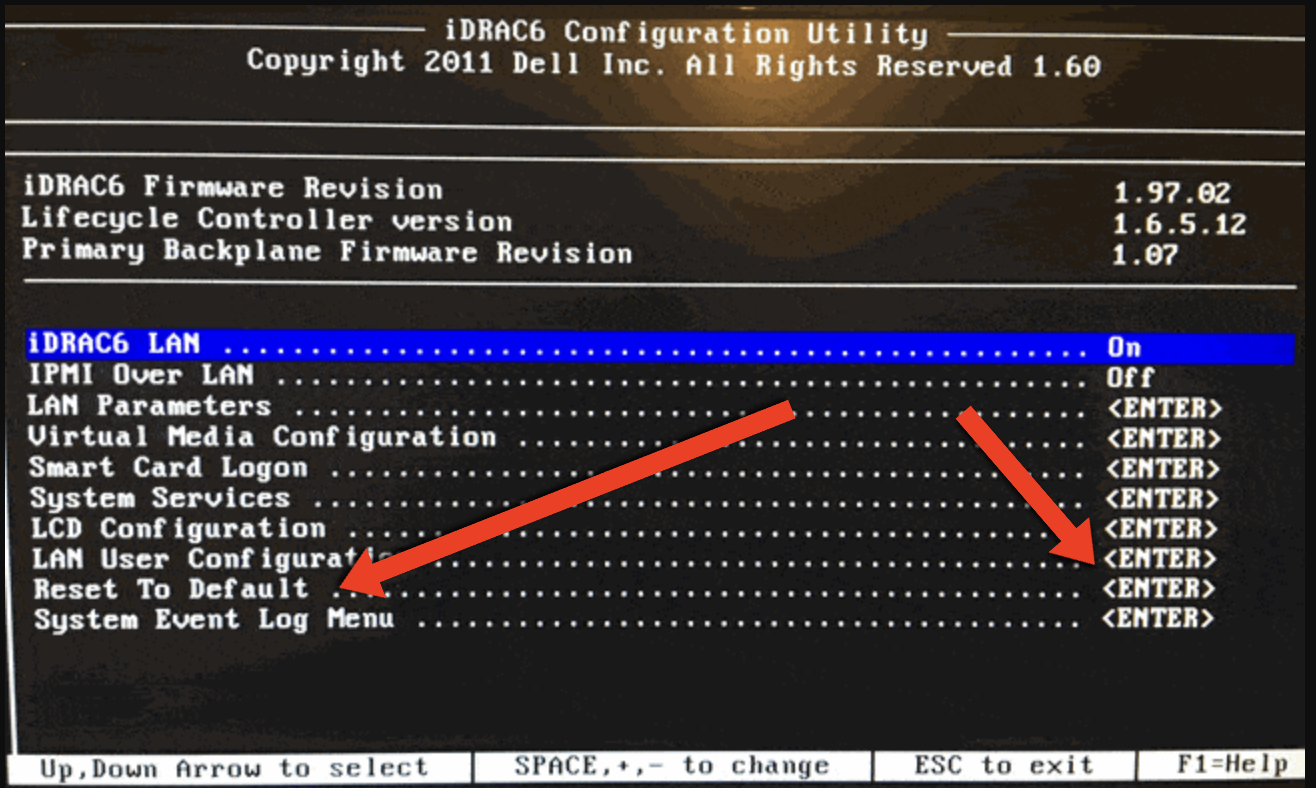 iDRAC 6 Reset to Default